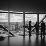 Business Services - people standing inside city building