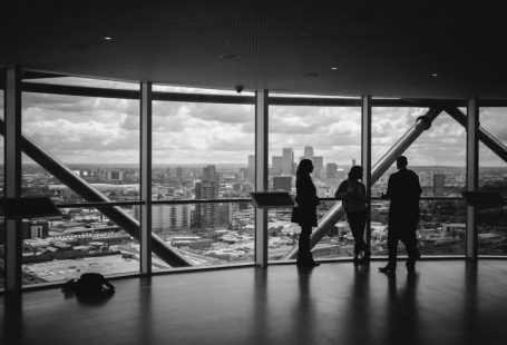 Business Services - people standing inside city building