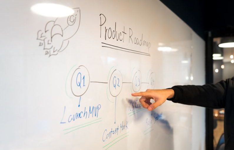 Startups - person writing on white board