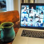 Networking - macbook pro displaying group of people