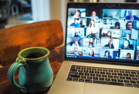 Networking - macbook pro displaying group of people