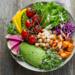 Vegan - bowl of vegetable salads