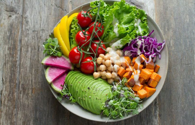Vegan - bowl of vegetable salads