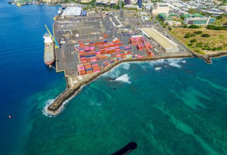 Logistics Startup - An aerial view of a harbor with a large ship