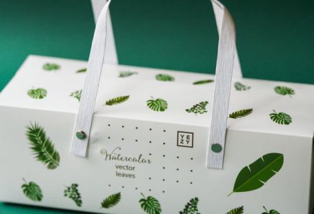 Green Packaging - White and Green Floral Print Textile