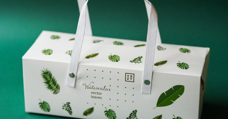 Green Packaging - White and Green Floral Print Textile